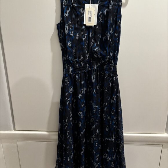 NWT Ramy Brook Blue New Moe Leopard Printed Silk Cocktail Dress sz S $495 - Picture 6 of 6